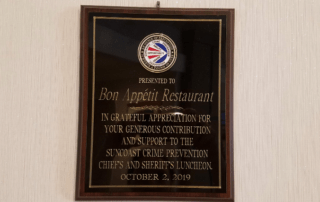 Suncoast Crime Prevention Association Appreciation Award to Bon Appetit Restaurant